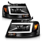 2007 Lincoln Mark LT Black LED DRL Projector Headlights
