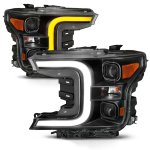 2019 Ford F150 Black LED Projector Headlights DRL Switchback Signals