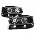 2000 Chevy Tahoe Black LED Halo Projector Headlights Bumper Lights