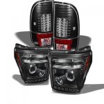 2016 Ford F450 Black Projector Headlights and LED Tail Lights