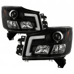 Nissan Titan 2004-2015 Black LED Low Beam Projector Headlights DRL