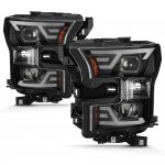 Ford F150 2015-2017 Black DRL HalogenProjector Headlights