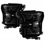 2016 Ford F150 Black Smoked DRL Halogen Projector Headlights