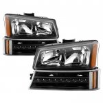 Chevy Silverado 2003-2006 Black Headlights LED Bumper Lights