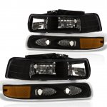 2001 Chevy Silverado Black Headlights Set