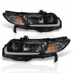 2009 Honda Civic Coupe Black Headlights LED DRL