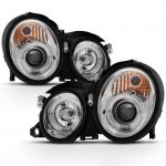 Mercedes Benz CLK 1998-2002 Clear Dual Halo Projector Headlights
