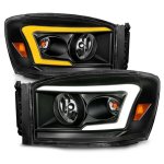 Dodge Ram 2500 2006-2009 Black Headlights LED DRL Switchback Signals