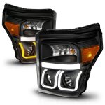 2013 Ford F250 Super Duty Black Projector Headlights LED DRL Switchback A3