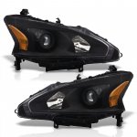 Nissan Altima Sedan 2013-2015 Black Halogen Projector Headlights