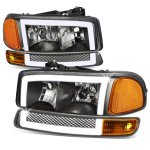 GMC Sierra 3500 2001-2007 Black LED DRL Headlights Switchback Bumper Lights N5