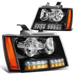Chevy Tahoe 2007-2014 Black Headlights LED DRL Signals