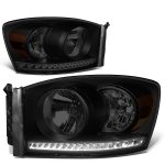 2009 Dodge Ram 3500 Black Smoked Headlights LED Lights