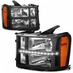 GMC Sierra Denali 2008-2013 Black Headlights LED Lights
