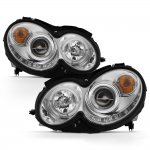 Mercedes Benz CLK 2003-2009 Clear Halo Projector Headlights with LED DRL