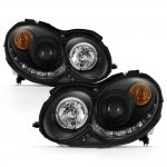2009 Mercedes Benz CLK Black Halo Projector Headlights with LED DRL