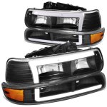 Chevy Silverado 1999-2002 Black LED DRL Headlights