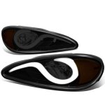 Pontiac Grand AM 1999-2005 Black Smoked Headlights LED DRL