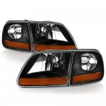 2002 Ford F150 Black Harley Headlights Set