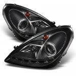 Mercedes Benz SLK 2005-2011 Black Projector Headlights with LED Daytime Running Lights