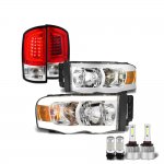 Dodge Ram 2002-2005 LED DRL Headlights Bulbs Set Complete Kit Tail Lights