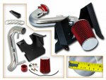 Ford Mustang V6 2005-2009 Polished Cold Air Intake with Red Air Filter