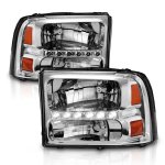 2001 Ford F250 Super Duty Clear Crystal Headlights with LED