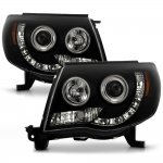2011 Toyota Tacoma Black Smoked CCFL Halo Projector Headlights LED
