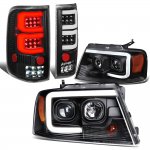 2006 Ford F150 Black Tube DRL Projector Headlights Tail Lights LED