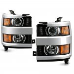Chevy Silverado 2500HD 2015-2019 Black Projector Headlights Chrome Bezels Chevy Silverado 2500HD 2015-2019 Black Projector Headlights Chrome Bezels