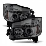 2009 Nissan Titan Smoked Halo Projector Headlights with LED