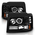 Ford F150 1992-1996 Black Projector Headlights with Halo and LED