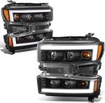 Chevy Silverado 1500 2019-2021 Black Projector Headlights LED DRL Chevy Silverado 1500 2019-2021 Black Projector Headlights LED DRL