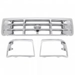 1992 Ford F250 Chrome Grille Headlight Trim Set