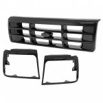Ford F350 1992-1996 Black Grille Headlight Trim Set
