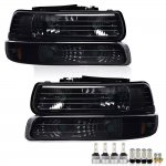 2001 Chevy Silverado Black Smoked Headlights LED Bulbs Complete Kit