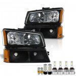 Chevy Silverado 2500 2003-2004 Black Headlights LED Bulbs Complete Kit