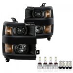 Chevy Silverado 2500HD 2015-2019 Black LED Headlight Bulbs Set Complete Kit