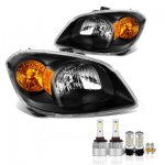 Chevy Cobalt 2005-2010 Black LED Headlight Bulbs Set Complete Kit