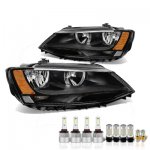 VW Jetta 2011-2018 Black LED Headlight Bulbs Set Complete Kit