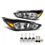 Ford Focus S 2015-2018 Black LED Headlight Bulbs Set Complete Kit