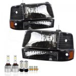 Ford F350 1992-1996 Black LED Headlight Bulbs Set Complete Kit