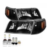 Ford Crown Victoria 1998-2011 Black LED Headlight Bulbs Set Complete Kit