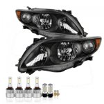 Toyota Corolla 2009-2010 Black LED Headlight Bulbs Set Complete Kit