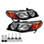 Honda Civic Sedan 2006-2011 Black LED Headlight Bulbs Set Complete Kit