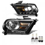 Ford Mustang 2010-2014 Black LED Headlight Bulbs Set Complete Kit
