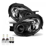 Dodge Neon 2003-2005 Black LED Headlight Bulbs Set Complete Kit