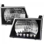 Ford E350 1992-2007 Black Headlights LED DRL