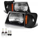 Ford E350 1992-2007 Black LED Headlight Bulbs Set Complete Kit