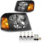 GMC Envoy 2002-2009 Black LED Headlight Bulbs Set Complete Kit